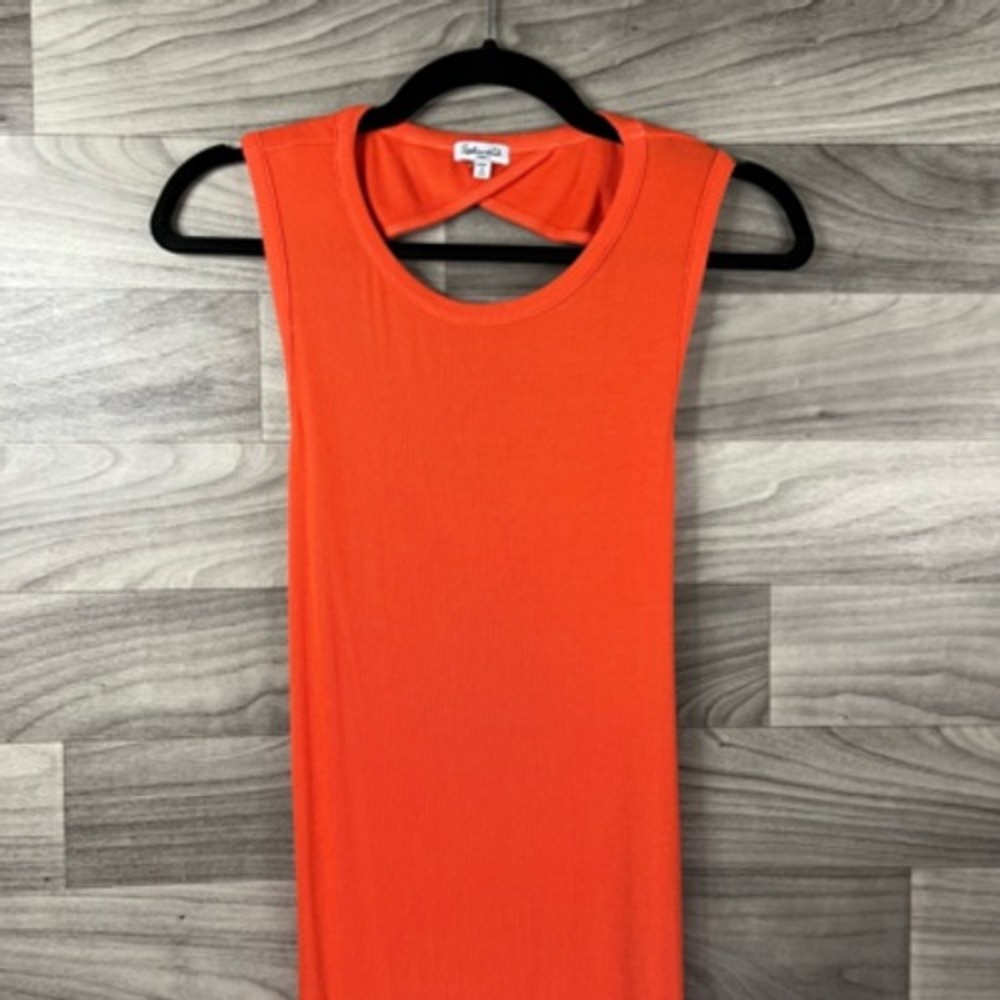 Splendid Womens Sheath Dress Orange Ribbed Knee Length Open Back Scoop Neck S - Picture 2 of 12